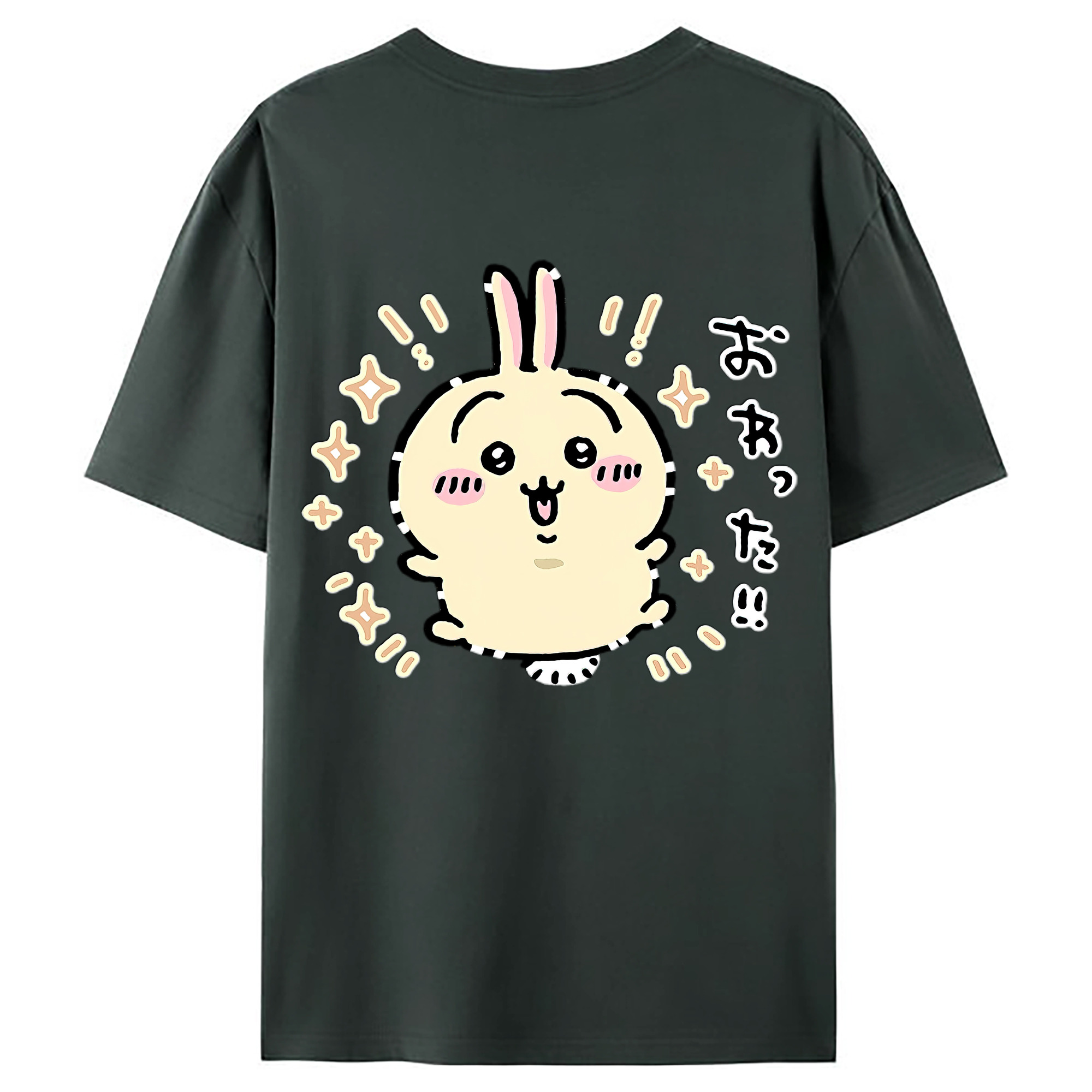 （画像用） ちいかわ うさぎ Chii-kawa usagi 綿100％ メンズ半袖Tシャツ（バックプリント） 通気性